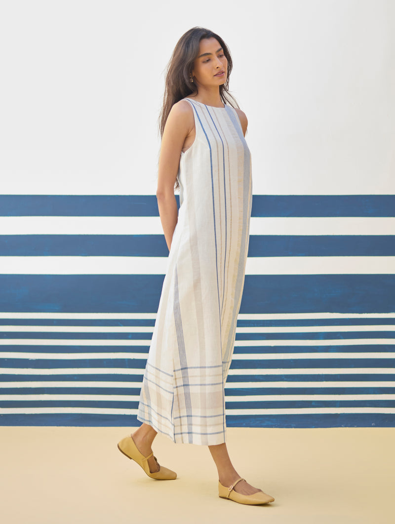 Inara Modern Check Linen Dress
- Ivory