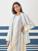 Inara Check Linen Dress With Blazer - Ivory