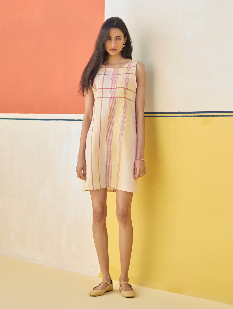 Nora Check Shift Dress With Blazer
 - Sand