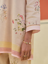 Raha Watercolour Floral Kurta - Sand