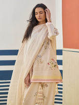 Raha Watercolour Floral Kurta - Sand