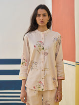 Vani Watercolour Floral Shirt - Sand