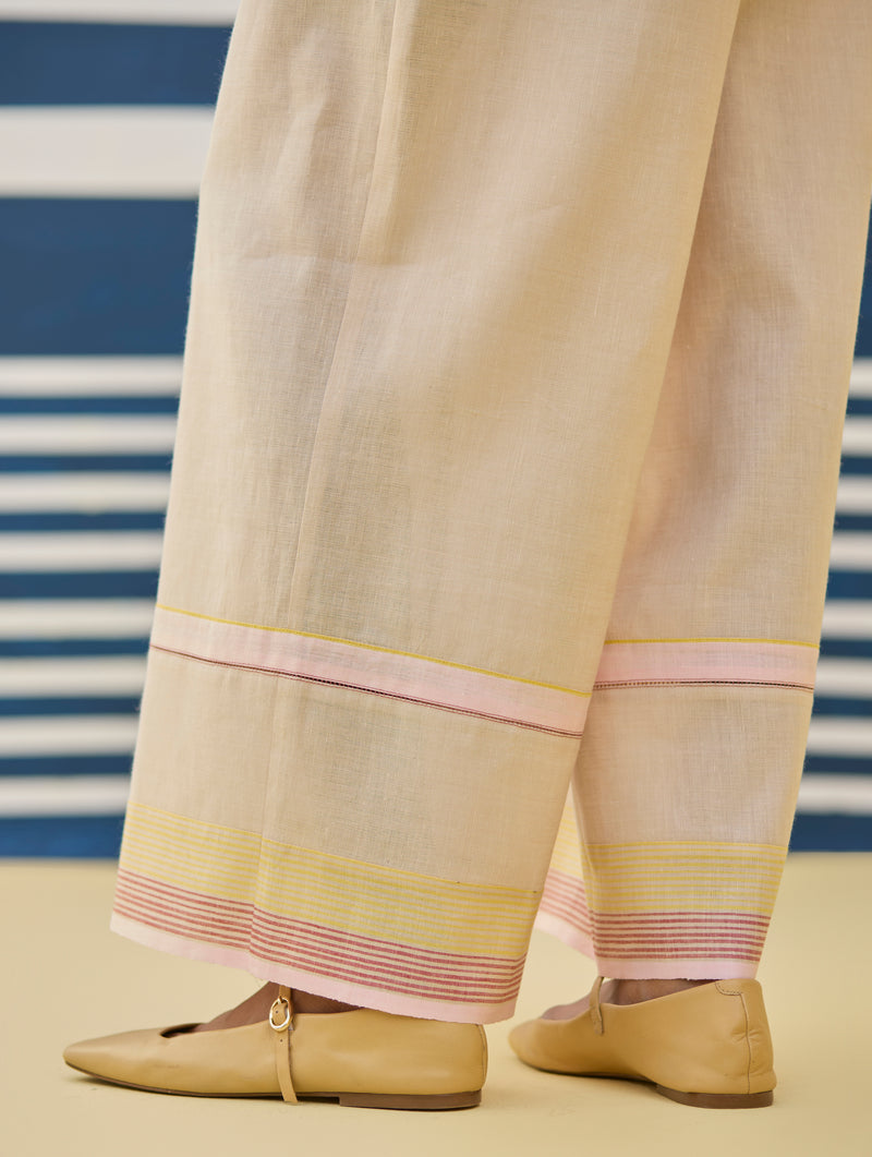 Lyla Stripe Border Pant - Sand