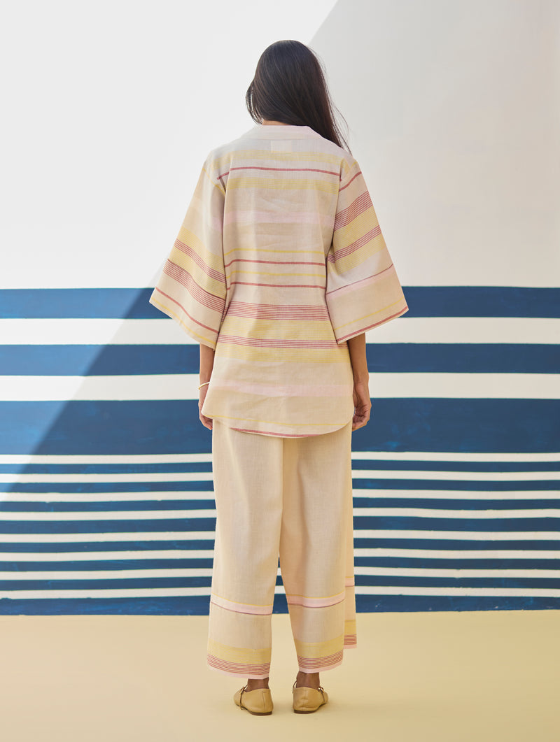 Kira Check Linen Top - Sand