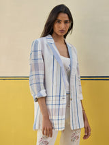 Talia Check Linen Summer Blazer
- Ivory