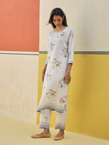 Kera Floral Hand-Embroidered Kurta - Ivory