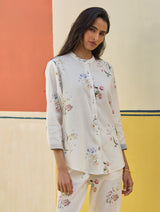 Vani Watercolour Floral Shirt - Ivory