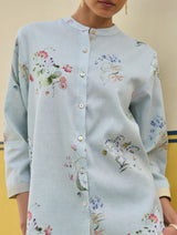 Vani Watercolour Floral Shirt - Sky