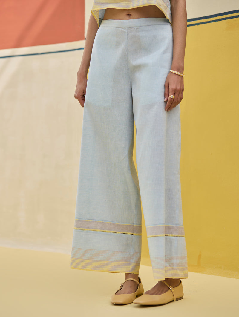 Lyla Stripe Border Pant - Sky