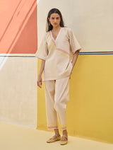 Moriko Border Linen Co-ord Set - Sand