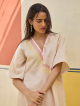 Moriko Border Linen Top - Sand