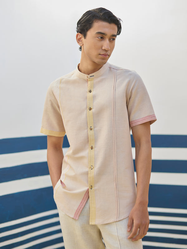 Niko Border Linen Shirt
- Sand