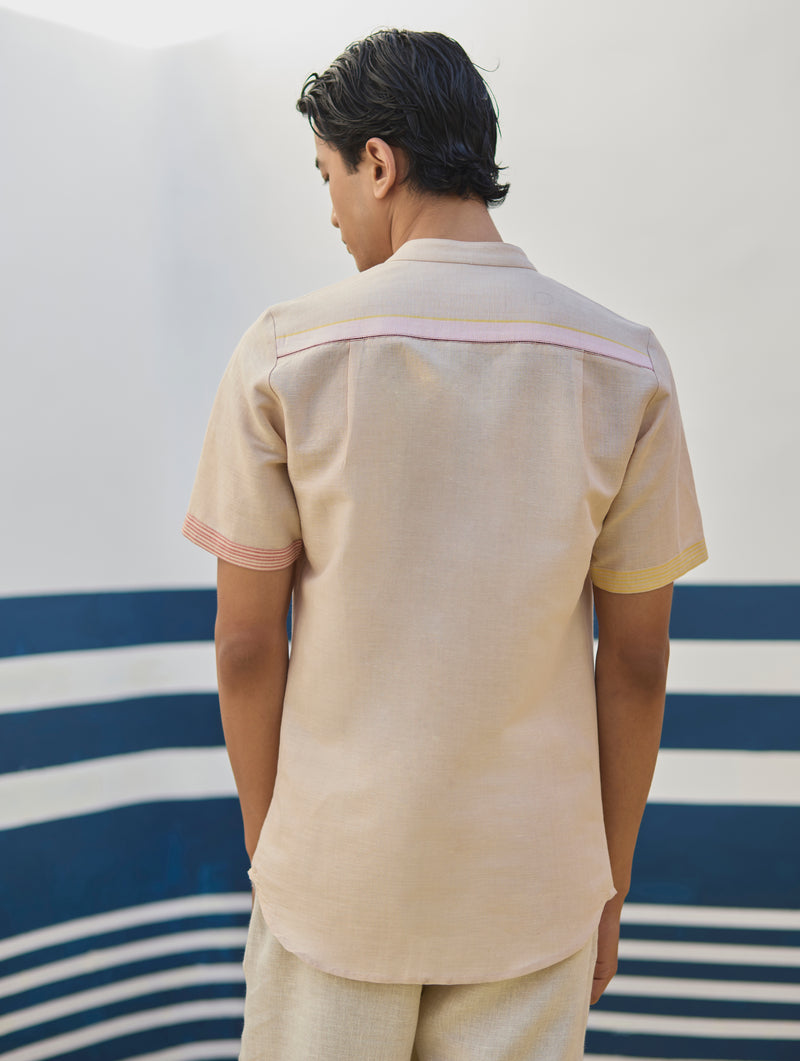 Niko Border Linen Shirt
- Sand