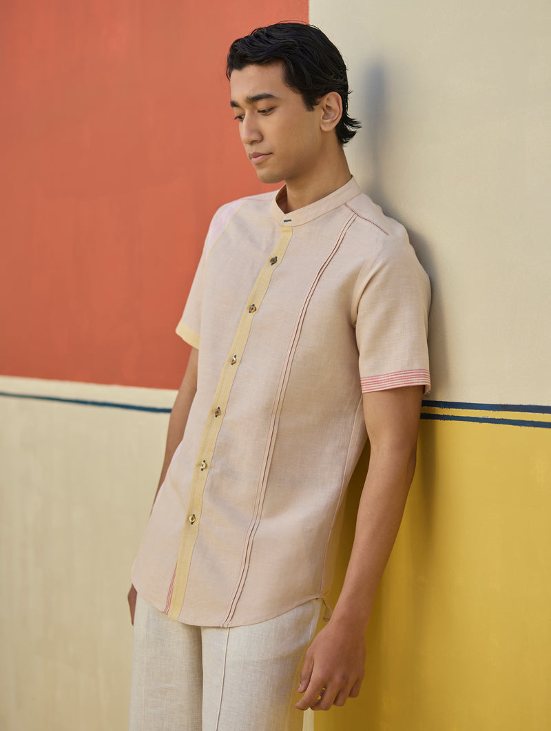 Niko Border Linen Shirt
- Sand