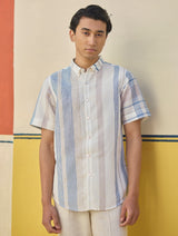 Hosa Modern Check Linen Shirt - Ivory