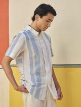 Hosa Modern Check Linen Shirt - Ivory