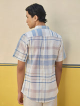 Hosa Modern Check Linen Shirt - Ivory