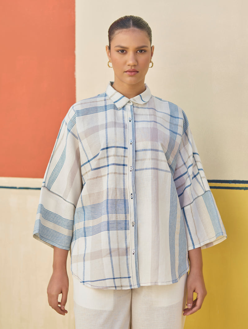 Cara Check Linen Shirt
- Ivory