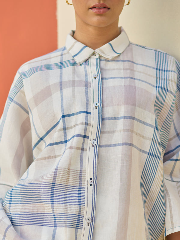 Cara Check Linen Shirt
- Ivory