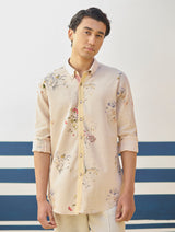 Ovi Watercolour Floral Shirt - Sand