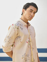 Ovi Watercolour Floral Shirt - Sand