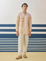 Yuto Modern Check Linen Shirt - Sand