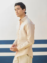 Rin Border Linen Shirt - Sand