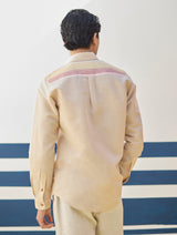 Rin Border Linen Shirt - Sand