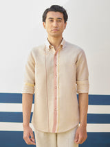 Rin Border Linen Shirt - Sand