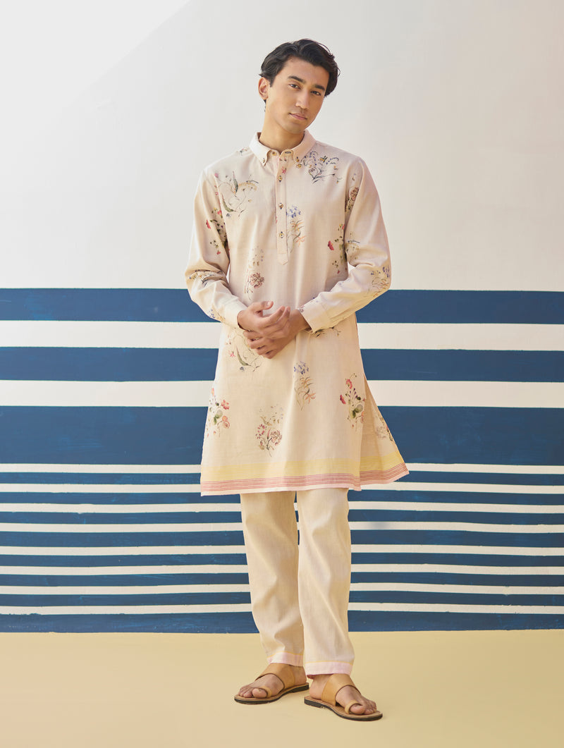 Ciro Floral Kurta Set - Sand