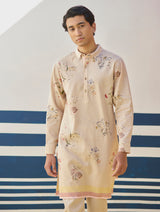 Ciro Watercolour Floral Kurta - Sand