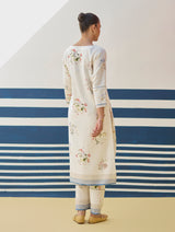 Kera Floral Embroidered Kurta Set
 - Ivory