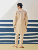 Arin Border Linen Kurta - Sand