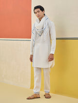 Arin Border Linen Kurta Set - Ivory