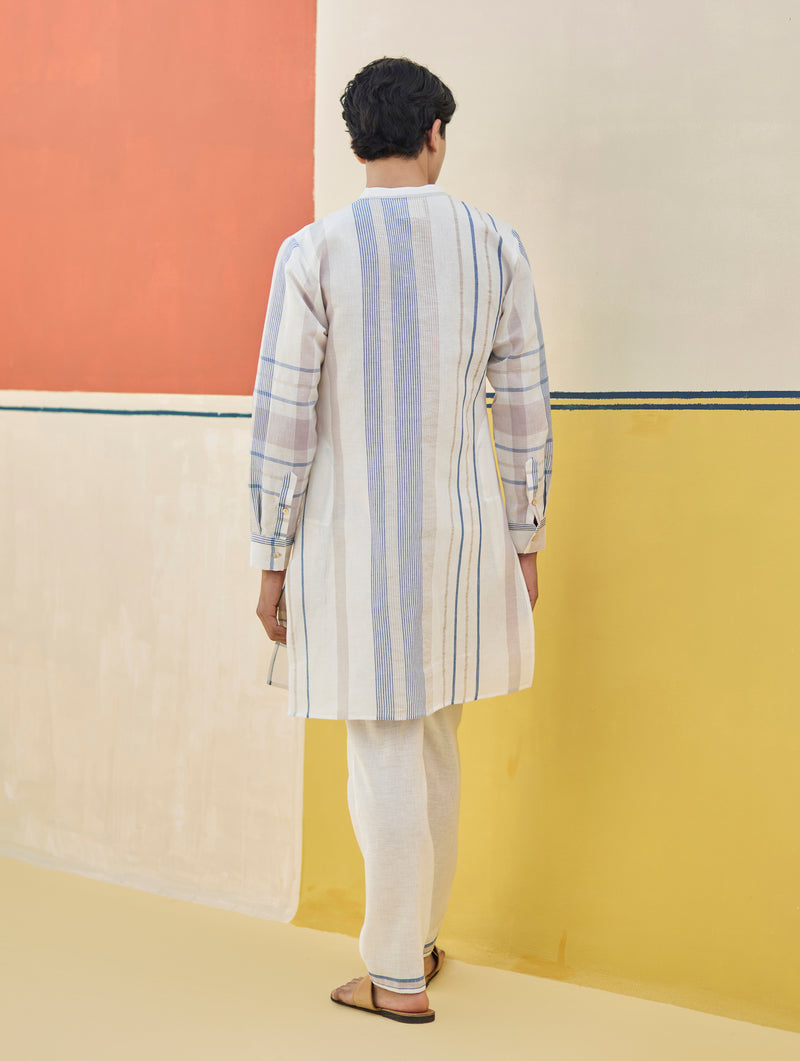 Dako Check Linen Kurta Set
- Ivory