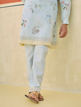 Ciro Watercolour Floral Kurta - Sky