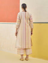 Misa Check Linen Kurta - Sand