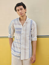 Yuto Modern Check Linen Shirt - Ivory