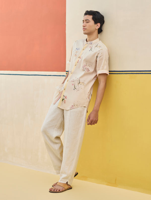 Fola Watercolour Floral Shirt - Sand