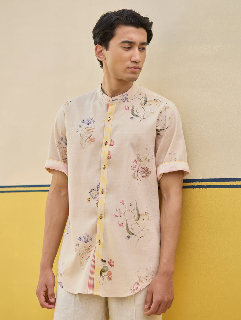 Fola Watercolour Floral Shirt - Sand