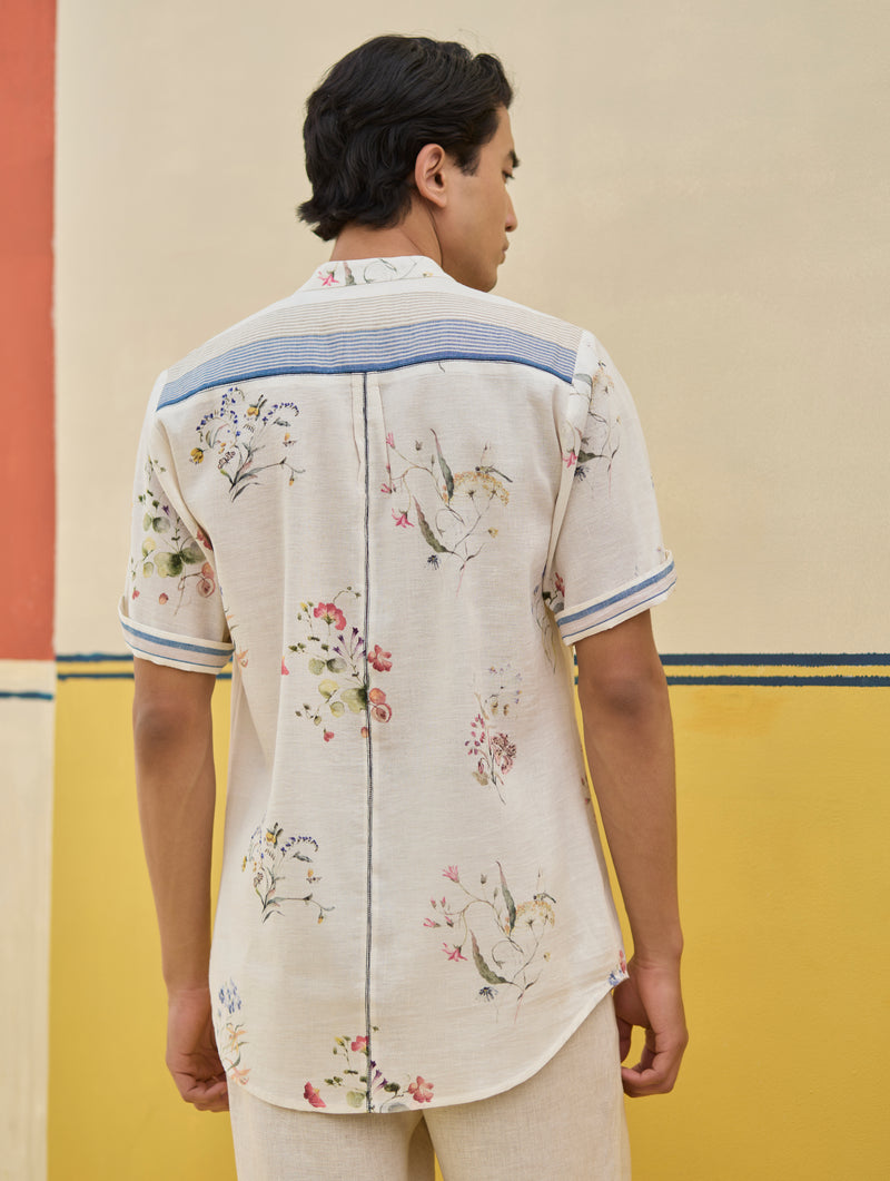 Fola Watercolour Floral Shirt - Ivory