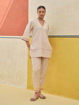 Neri Border Linen Co-ord Set - Sand