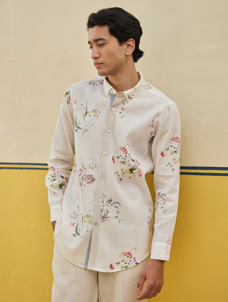 Ovi Watercolour Floral Shirt - Ivory