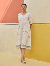 Kaya Watercolour Floral Linen Dress
- Ivory