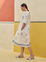 Kaya Watercolour Floral Linen Dress
- Ivory