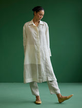 Ziza Metallic Linen Co-ord Set - Ivory