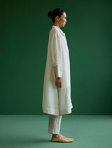 Ziza Metallic Linen Shirt Kurta - Ivory