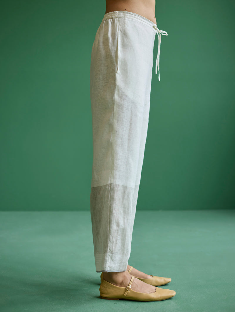 June Metallic Linen Pant - Ivory