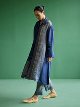 Ziza Metallic Linen Shirt Kurta - Navy