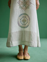 Eira Hand-Embroidered Linen Dress - Ivory